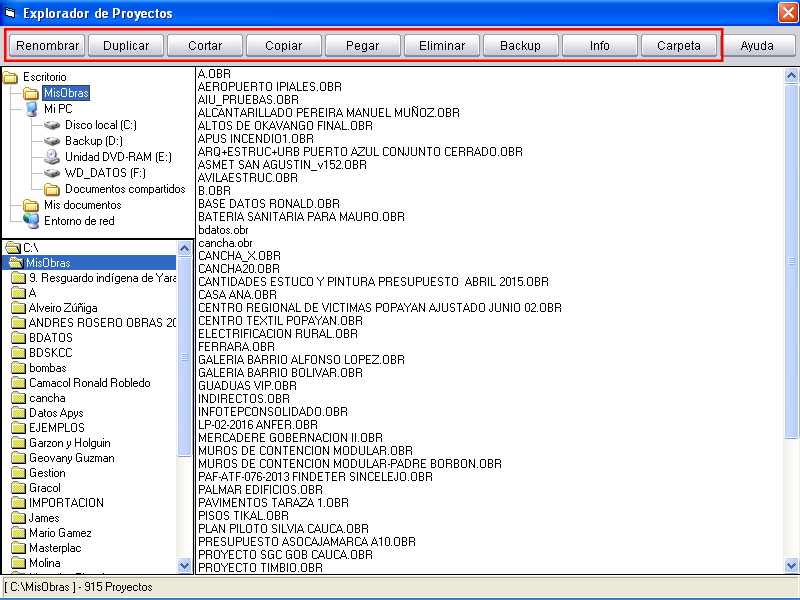 Administre sus programas fácilmente dentro del mismo software: cree copias de seguridad, duplicados, organice en carpetas copiando y pegando, etc.